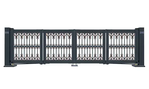 Bi-folding-trackless-gates-Electric-folding-driveway-gates-QiGong